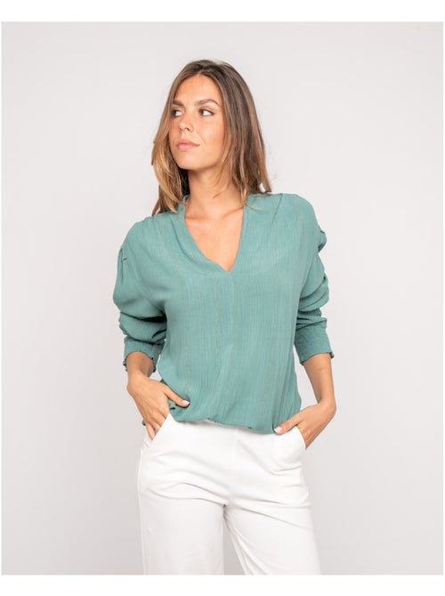 Blusa de cuello en V lurex OZAME - Kiabi Blusa de cuello en V lurex OZAME - Kiabi