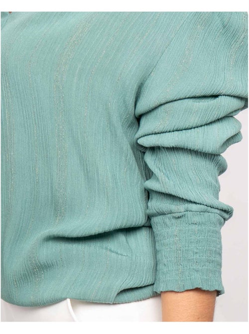 Blusa de cuello en V lurex OZAME - Kiabi Blusa de cuello en V lurex OZAME - Kiabi