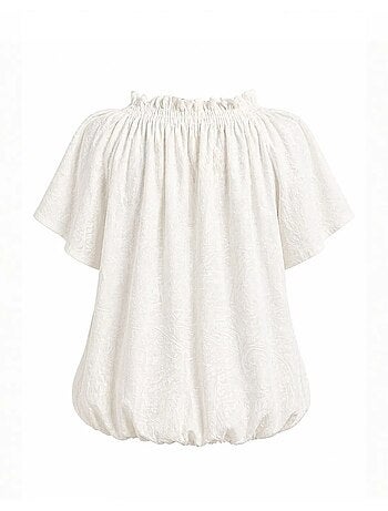 Blusa de cuello redondo con estampado paisley y detalle de lazo mixray