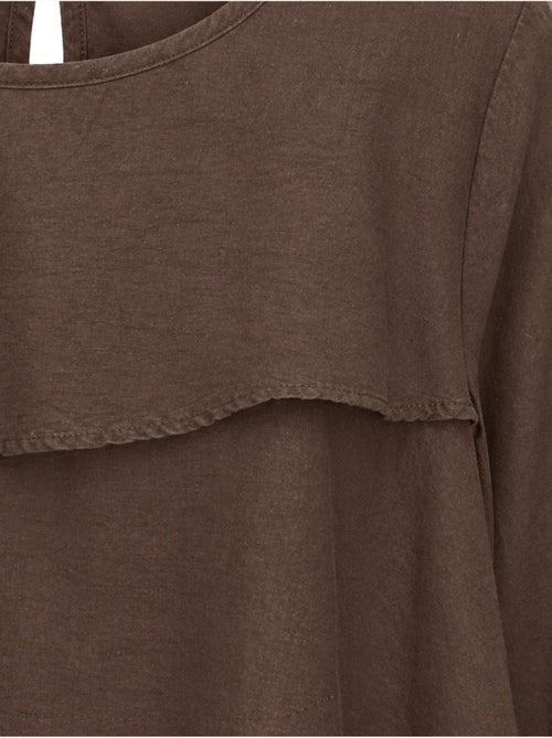 Blusa de cuello redondo de manga larga con volantes mixray - Kiabi Blusa de cuello redondo de manga larga con volantes mixray - Kiabi