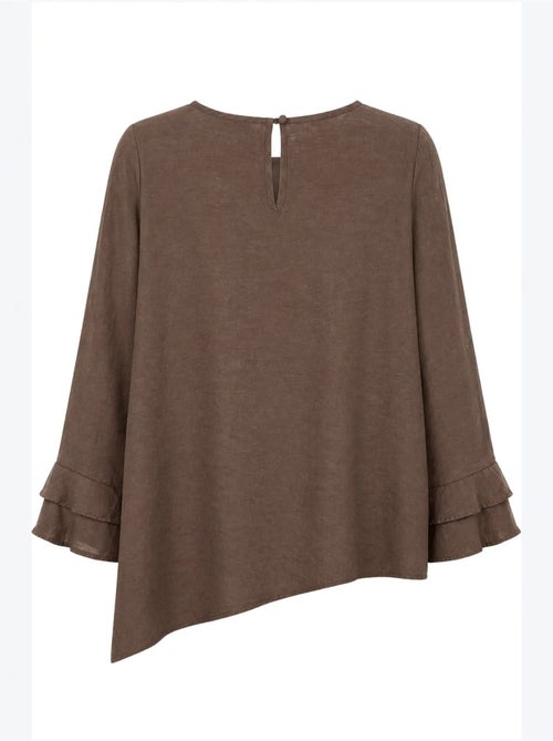 Blusa de cuello redondo de manga larga con volantes mixray - Kiabi Blusa de cuello redondo de manga larga con volantes mixray - Kiabi