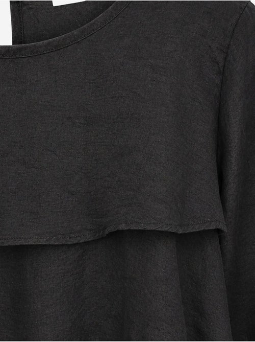 Blusa de cuello redondo de manga larga con volantes mixray - Kiabi Blusa de cuello redondo de manga larga con volantes mixray - Kiabi