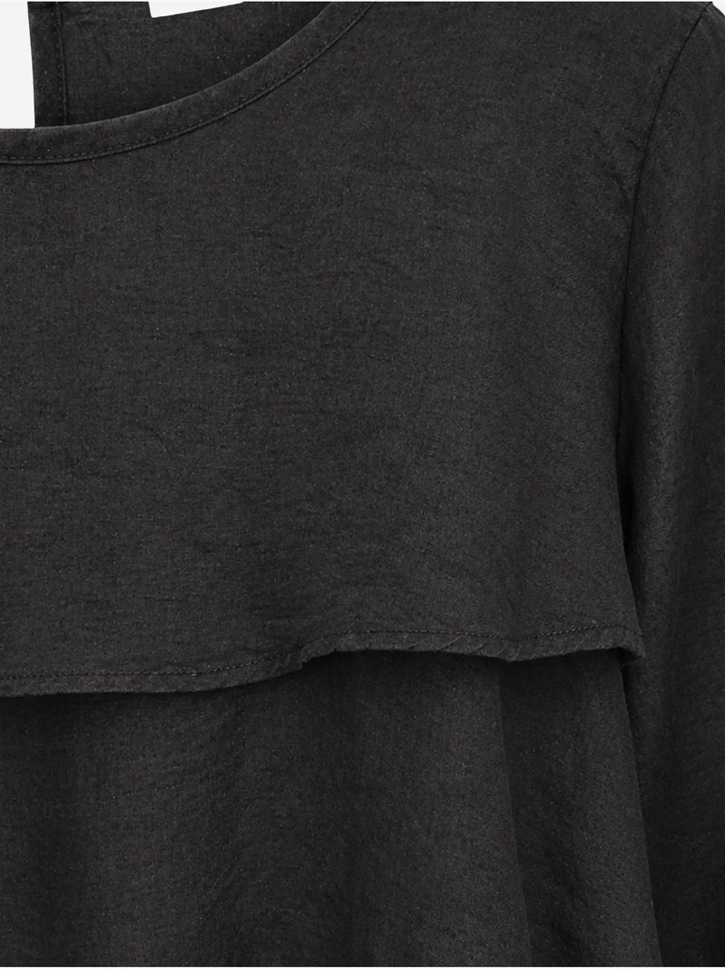 Blusa de cuello redondo de manga larga con volantes mixray Negro - Kiabi