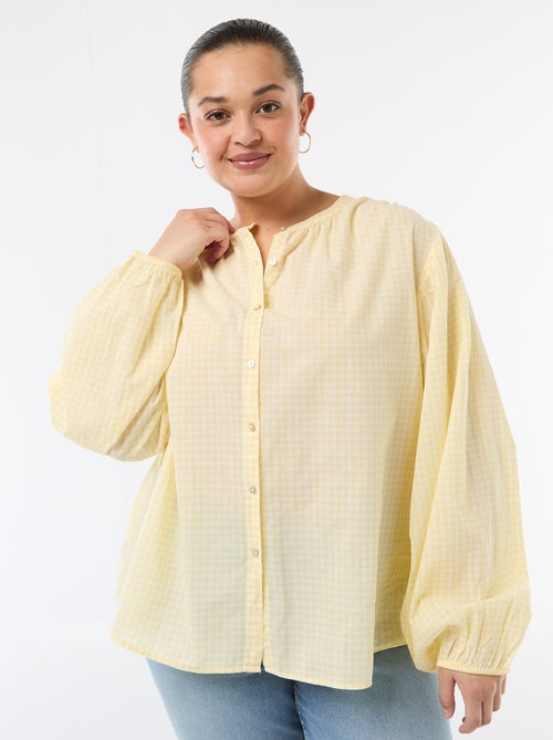 Blusa de cuello redondo y manga larga - Kiabi Blusa de cuello redondo y manga larga - Kiabi