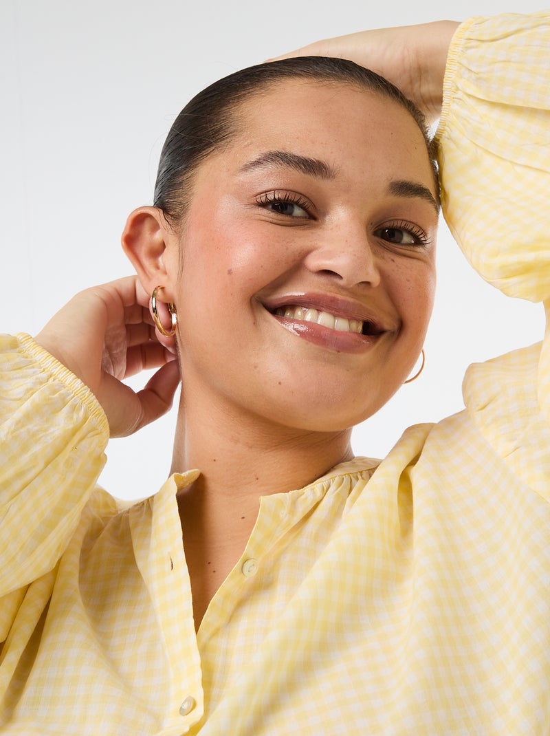 Blusa de cuello redondo y manga larga Amarillo - Kiabi