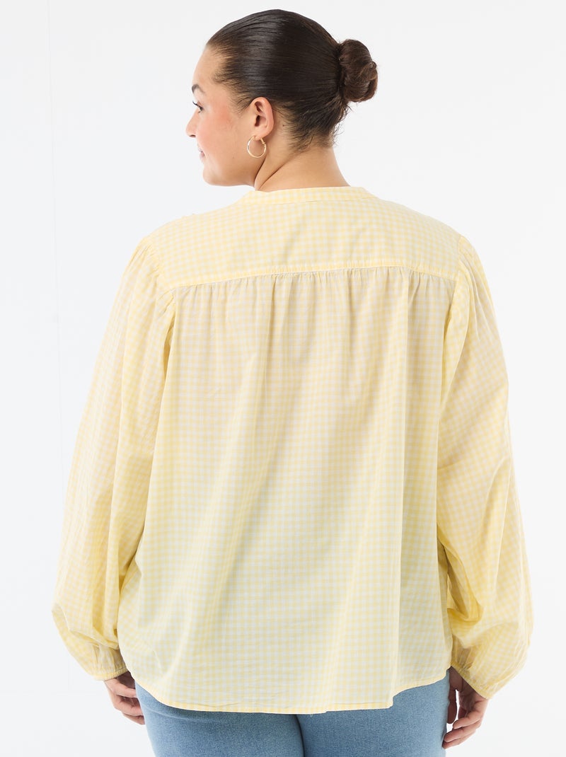 Blusa de cuello redondo y manga larga Amarillo - Kiabi