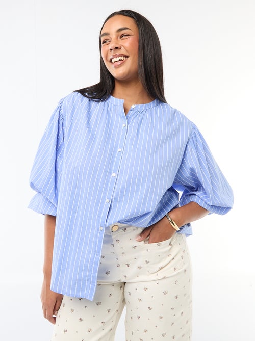 Blusa de cuello redondo y manga larga - Kiabi Blusa de cuello redondo y manga larga - Kiabi