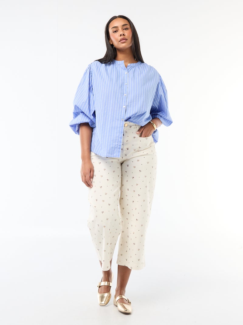 Blusa de cuello redondo y manga larga Azul - Kiabi