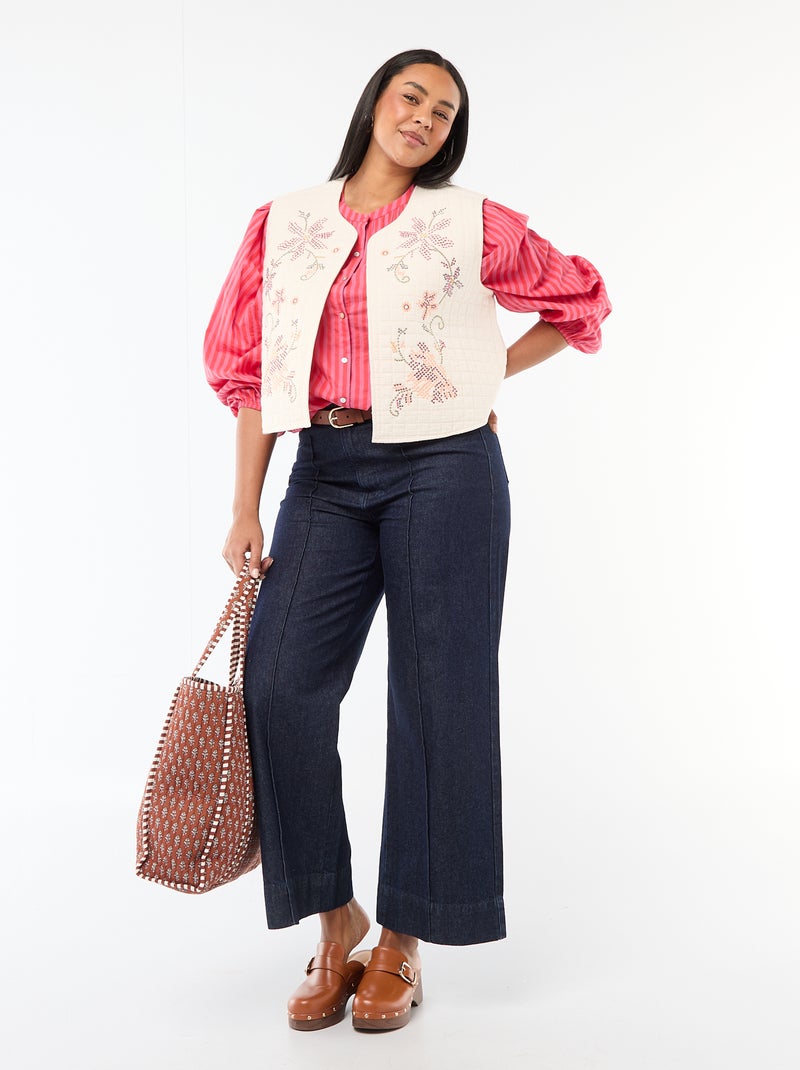Blusa de cuello redondo y manga larga Rojo - Kiabi