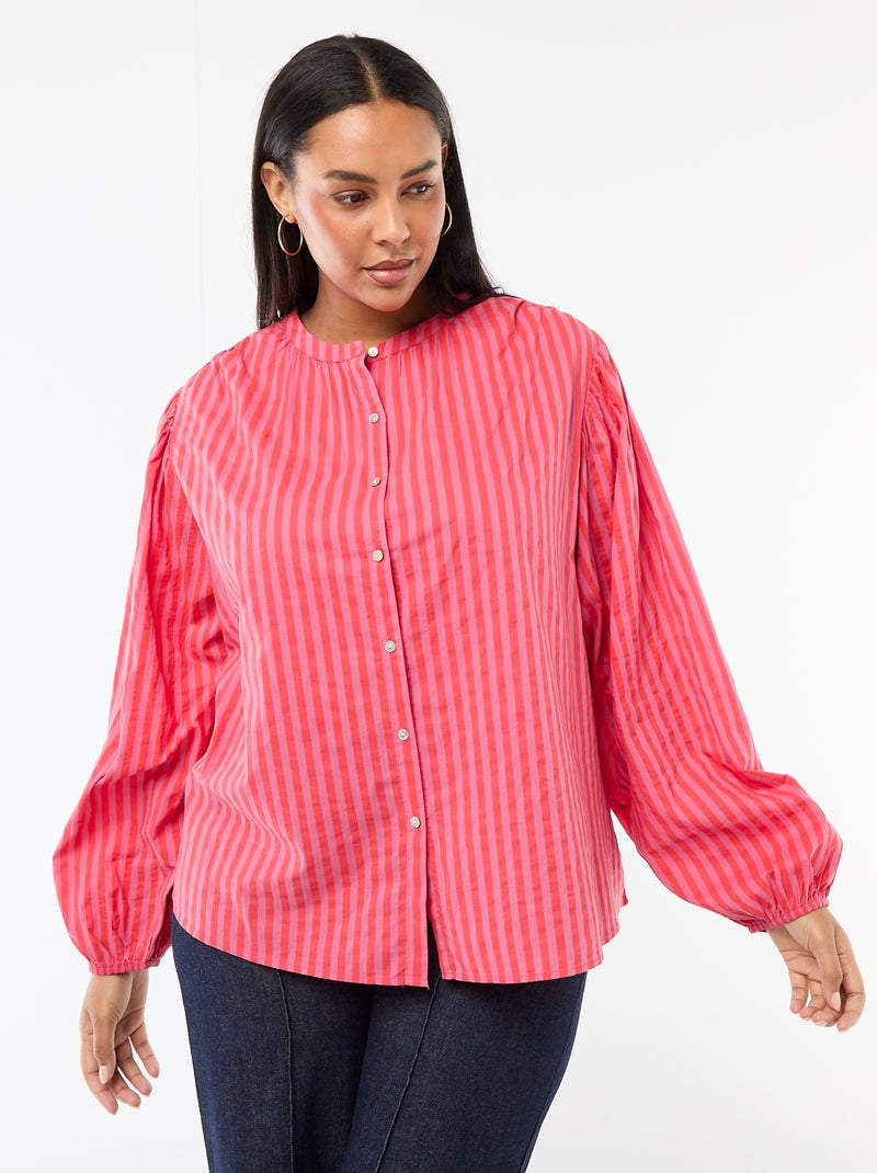 Blusa de cuello redondo y manga larga Rojo - Kiabi
