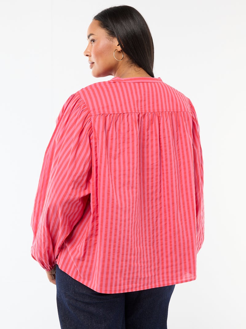 Blusa de cuello redondo y manga larga Rojo - Kiabi