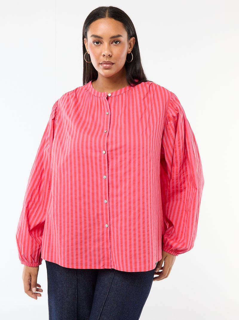 Blusa de cuello redondo y manga larga Rojo - Kiabi