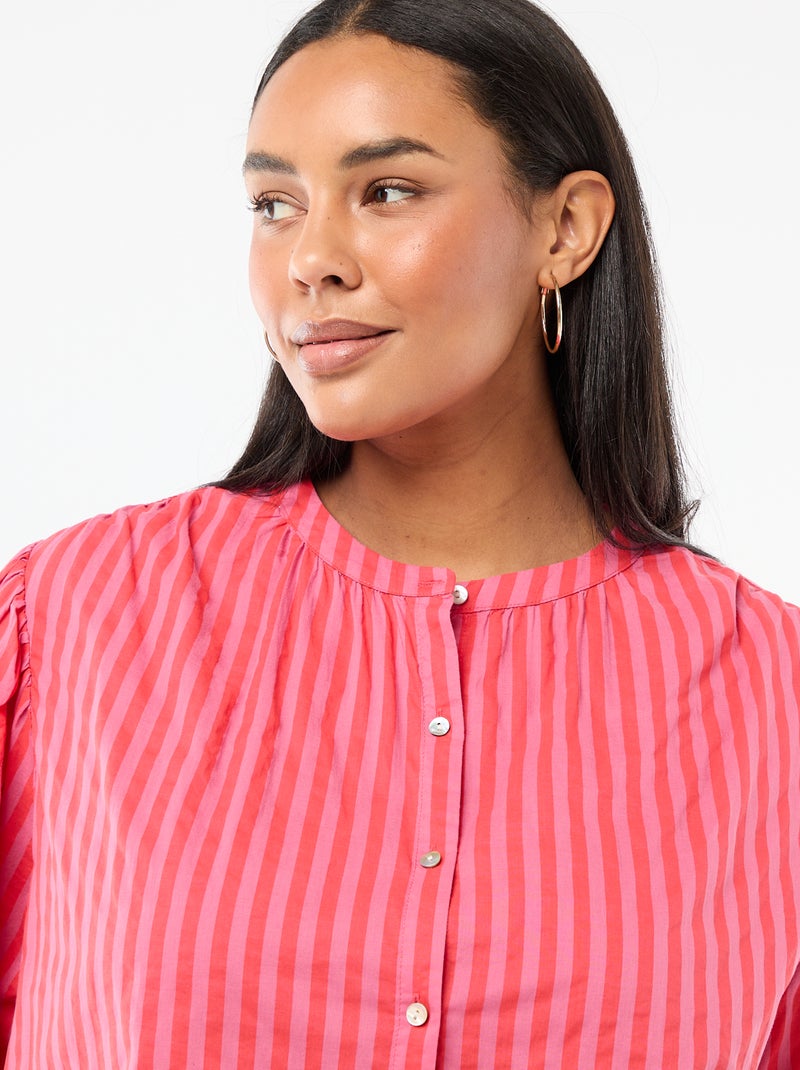Blusa de cuello redondo y manga larga Rojo - Kiabi