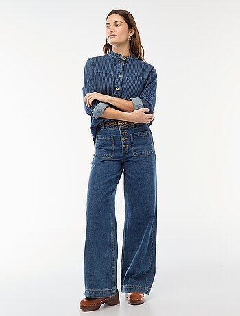 Blusa de denim a rayas