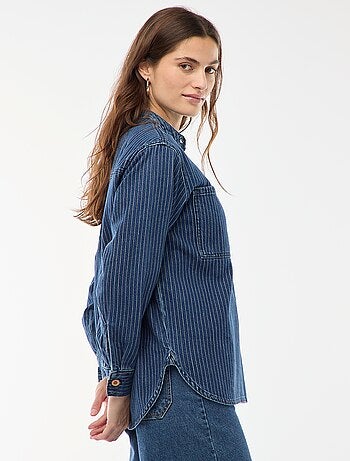 Blusa de denim a rayas