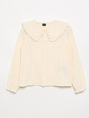 Blusa de doble gasa con cuello Claudine