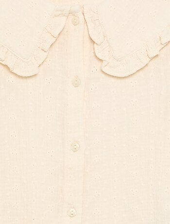 Blusa de doble gasa con cuello Claudine