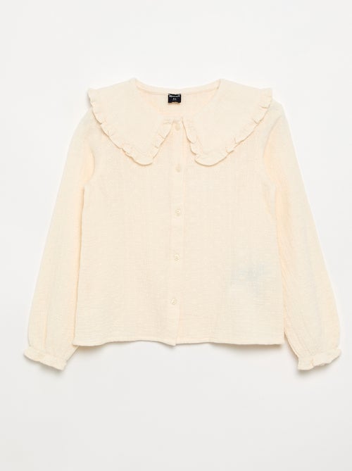 Blusa de doble gasa con cuello Claudine - Kiabi