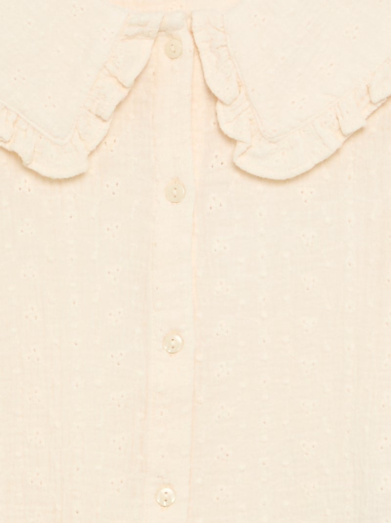 Blusa de doble gasa con cuello Claudine Beige - Kiabi