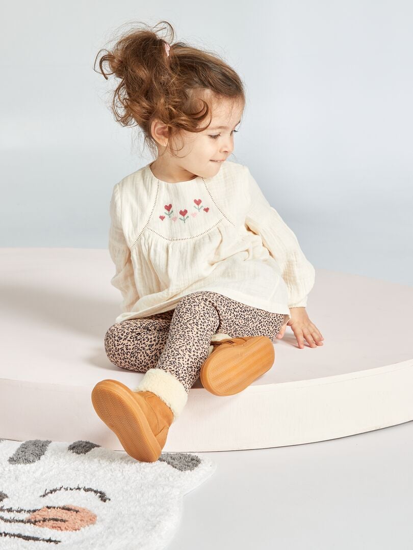 Blusa de doble gasa de algodón BLANCO - Kiabi
