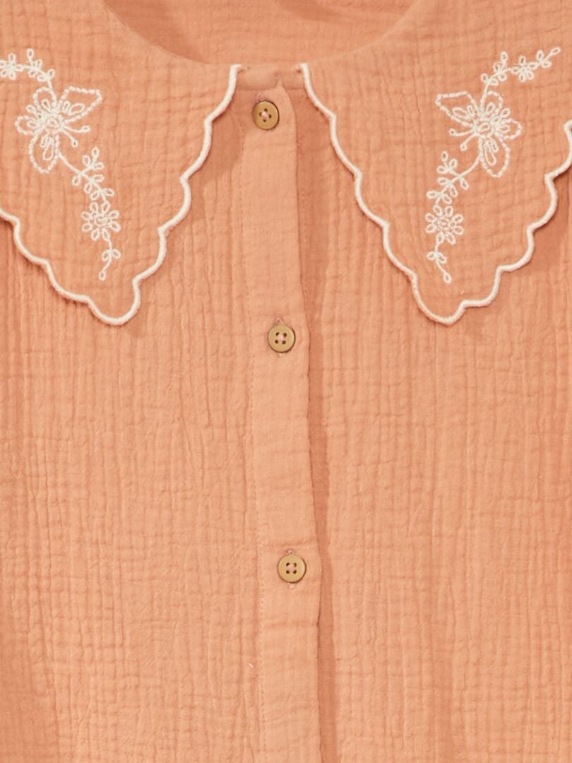 Blusa de doble gasa de algodón rosa - Kiabi