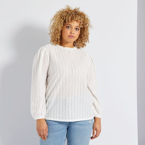 Blusa de encaje null - blanco nieve - Kiabi - 18,00€