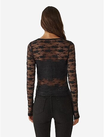 Blusa de encaje con detalle de lazo