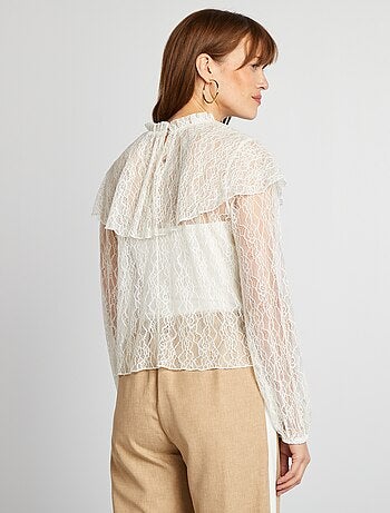 Blusa de encaje con volantes