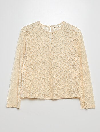 Blusa de encaje de manga larga con cuello redondo 'JDY'