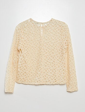 Blusa de encaje de manga larga con cuello redondo 'JDY'