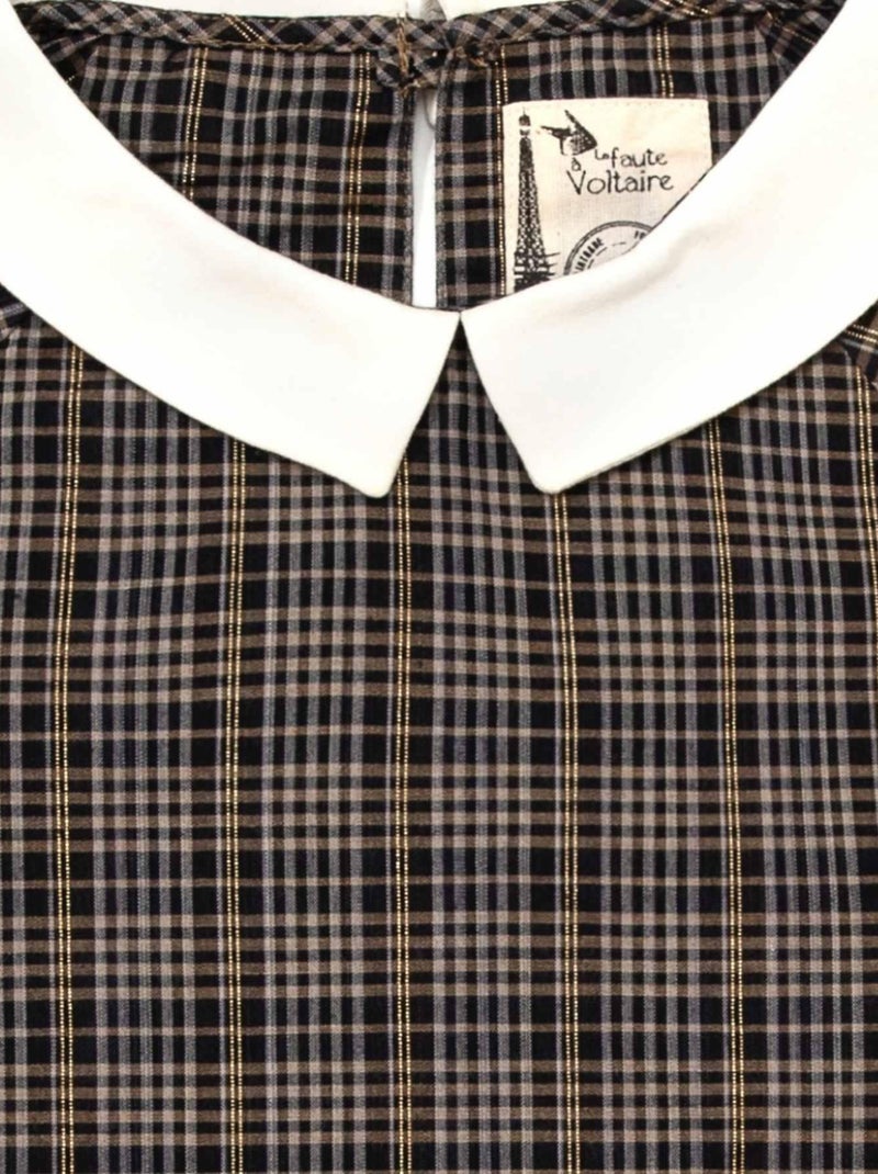 Blusa de Entretiempo para Niña | Cuadros Gris con Hilos Lurex Dorado | Cuello CLAUDINE Gris dorado negro - Kiabi
