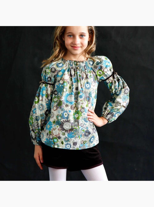 Blusa de Entretiempo para Niña | Floral Beige | Cuello Smocks | CHIMENE - Kiabi