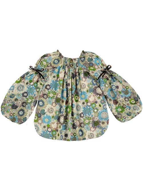 Blusa de Entretiempo para Niña | Floral Beige | Cuello Smocks | CHIMENE - Kiabi