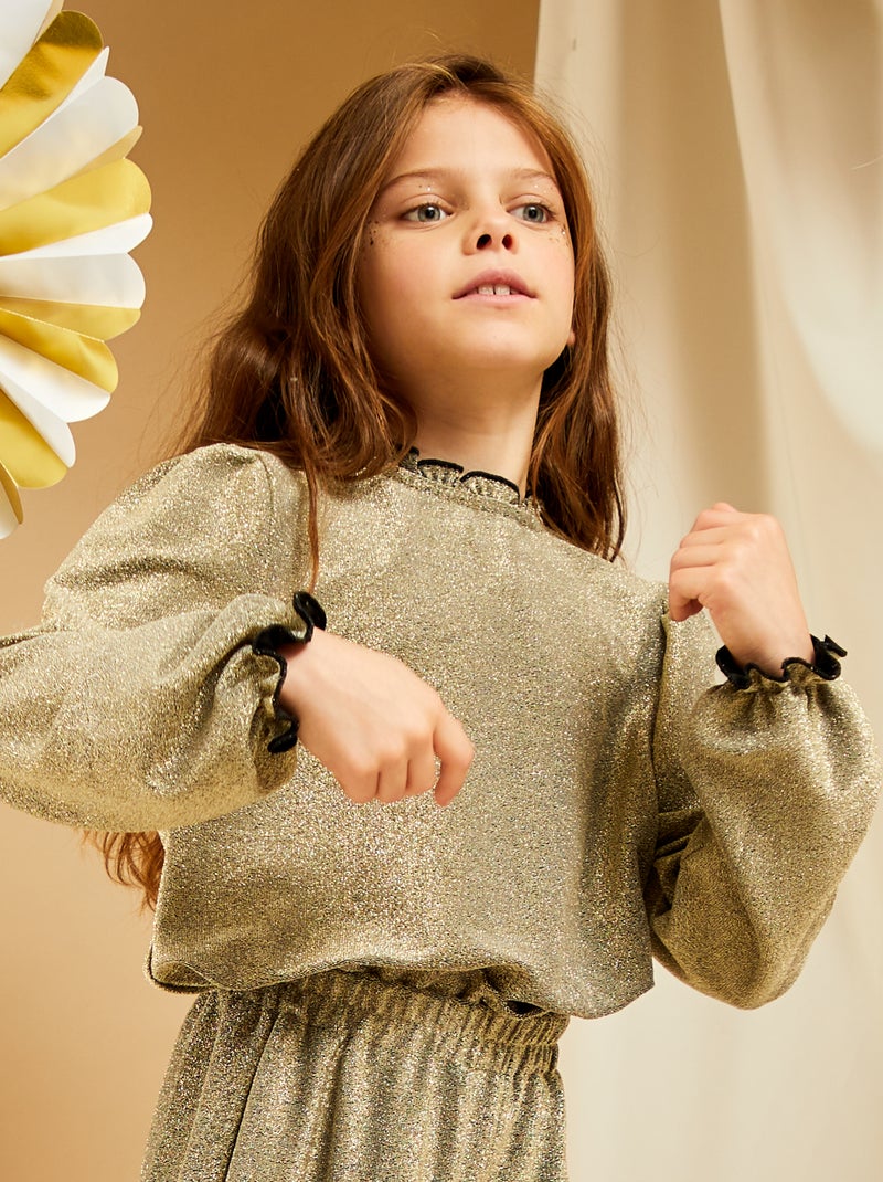 Blusa de fantasía con cuello fruncido AMARILLO - Kiabi