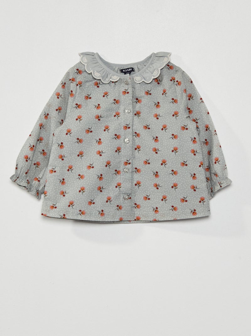 Blusa de 'flores' con cuello bebé AZUL - Kiabi