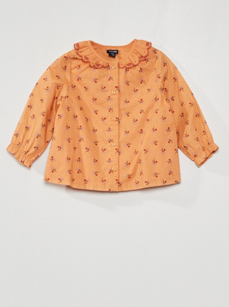 Blusa de 'flores' con cuello bebé BEIGE - Kiabi