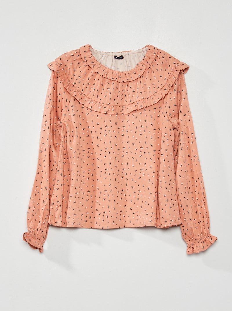 Blusa de flores con volantes ROSA - Kiabi