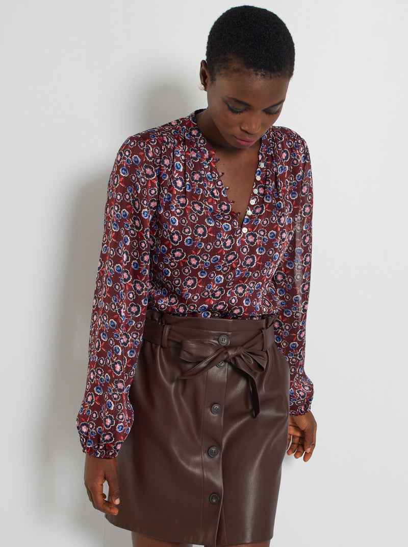 Blusa de flores MARRON - Kiabi