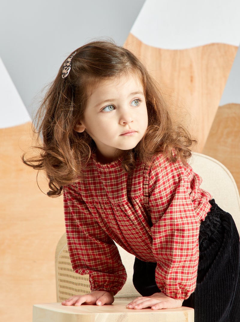 Blusa de franela con cuadros escoceses ROJO - Kiabi