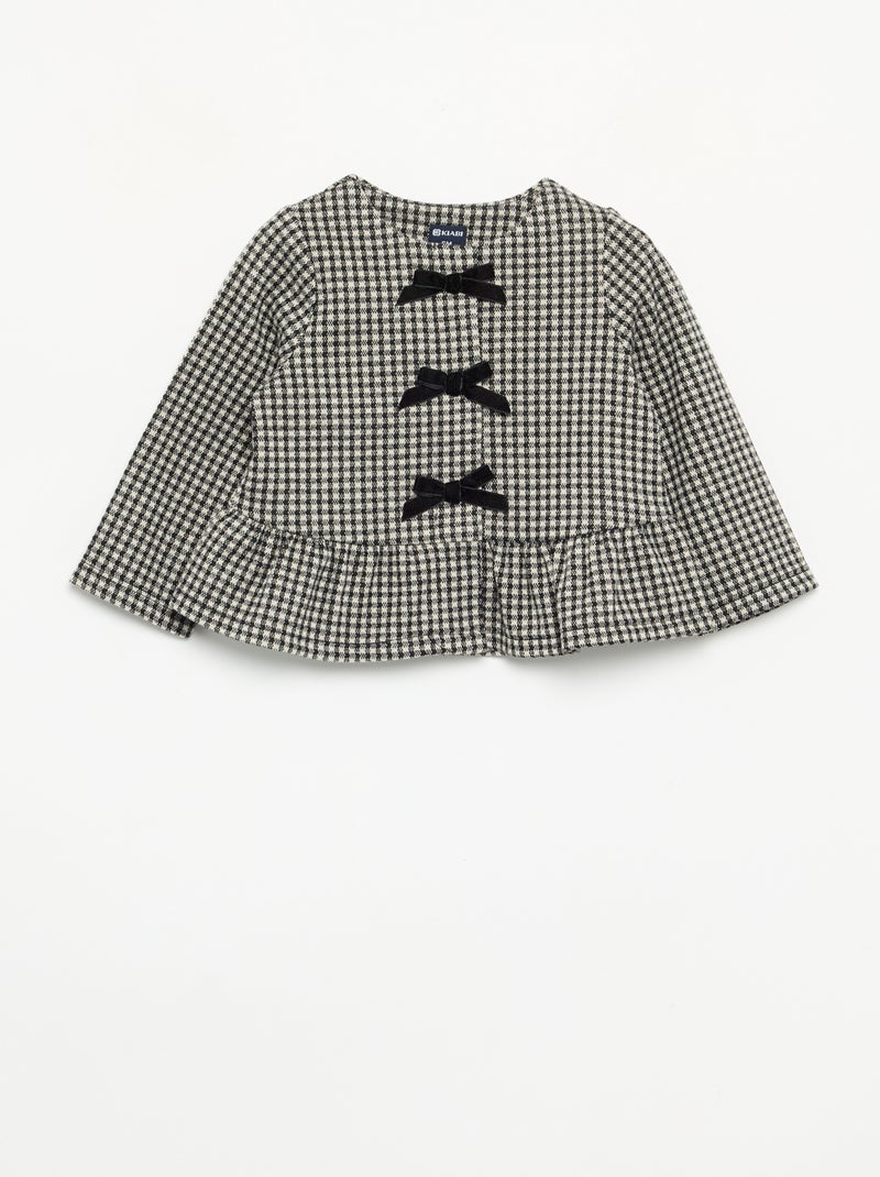 Blusa de franela con lazos y bajo con volante Negro - Kiabi