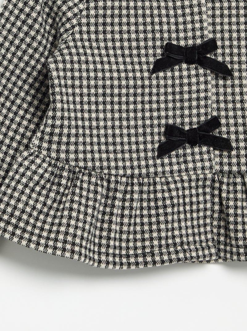 Blusa de franela con lazos y bajo con volante Negro - Kiabi