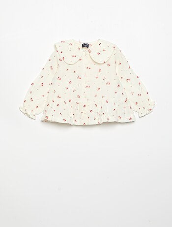 Blusa de gasa de algodón abotonada