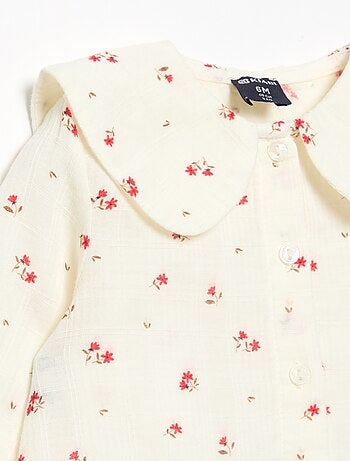 Blusa de gasa de algodón abotonada