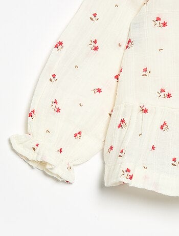 Blusa de gasa de algodón abotonada