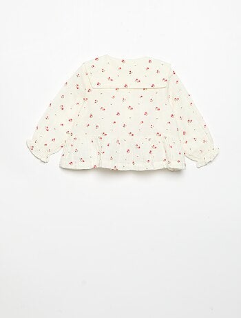 Blusa de gasa de algodón abotonada