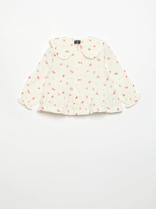 Blusa de gasa de algodón abotonada - Kiabi