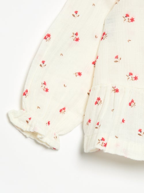 Blusa de gasa de algodón abotonada - Kiabi