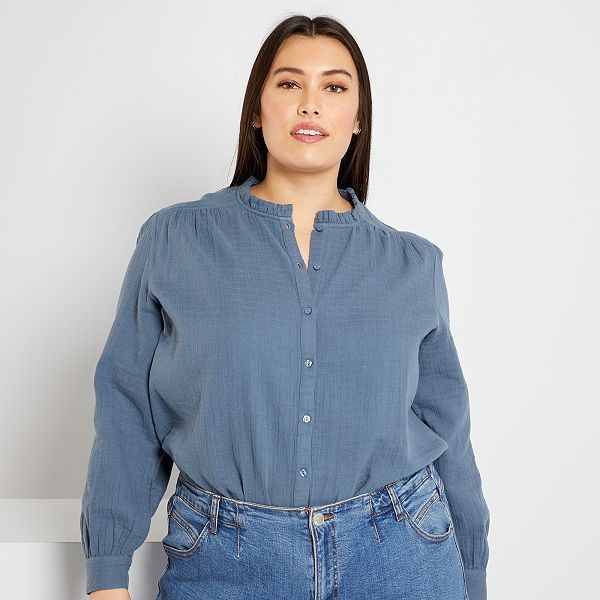 Blusa de gasa de algodón null - AZUL - Kiabi - 18,00€
