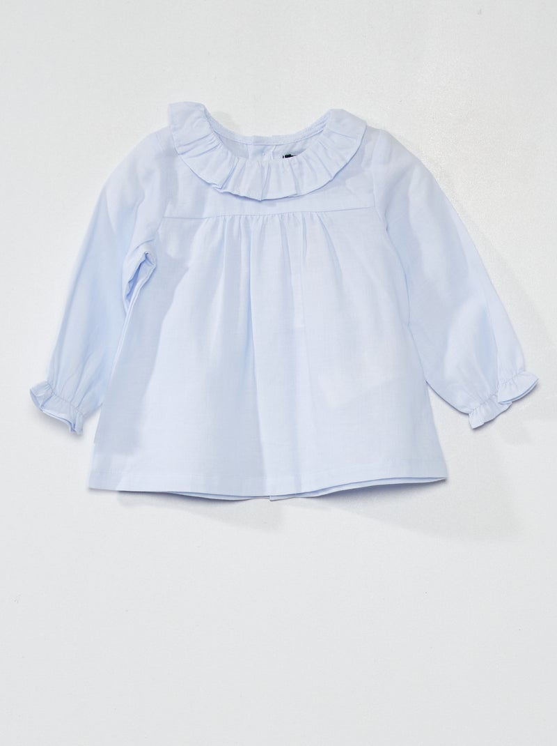 Blusa de gasa de algodón AZUL - Kiabi