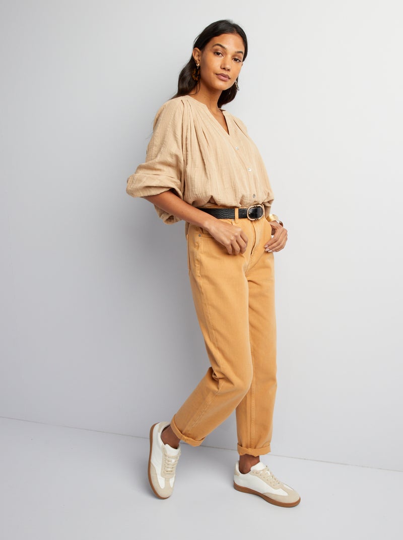 Blusa de gasa de algodón BEIGE - Kiabi